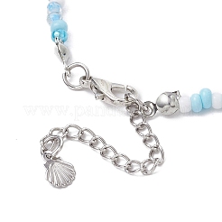 4Pcs 4 Colors Summer Natural Shell & Synthetic Magnesite Star & Glass Seed Beaded Anklets&nbsp;AJEW-AN00680