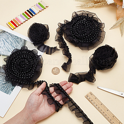 4Pcs 4 Styles Double & Single Layer Chinlon Lace Trim Fabric&nbsp;DIY-WR0003-87B