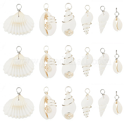 90Pcs 6 Styles Natural Mixed Shell Pendants&nbsp;PALLOY-BM00007