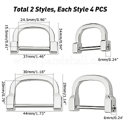 8Pcs 2 Style Alloy D Rings&nbsp;FIND-WR0003-22P
