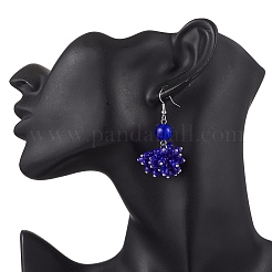 Glass Round Dangle Earrings&nbsp;EJEW-JE06550-01