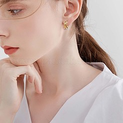 Shell Pearl C-shape Stud Earrings with Clear Cubic Zirconia&nbsp;JE948A