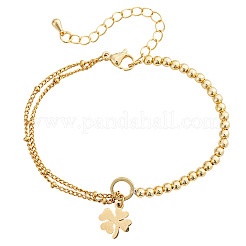 Four Leaf Clover 304 Stainless Steel Charm Bracelets&nbsp;UY0745-2