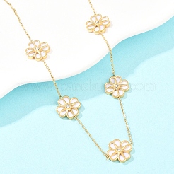 304 Stainless Steel with Resin Flower Link Chain Necklaces & Stud Earrings&nbsp;SJEW-Z005-02G-01