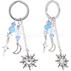 20Pcs Star & Moon & Sun Alloy Charm Keychains&nbsp;KEYC-SC0001-50