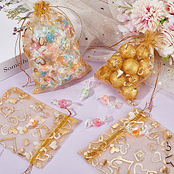 80Pcs 2 Styles Heart Printed Organza Bags&nbsp;OP-BBC0001-04B