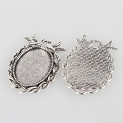 Tibetan Style Alloy Pendant Cabochon Settings&nbsp;TIBEP-N003-32AS