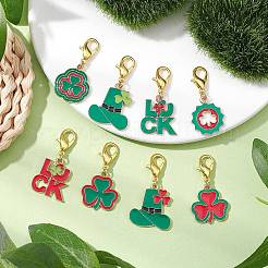 16Pcs 16 Styles Saint Patrick's Day Theme Alloy Enamel Pendant Decoration&nbsp;HJEW-JM02385