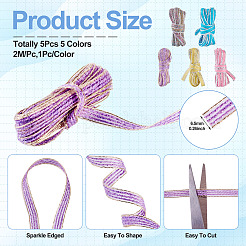 5Pcs 5 Colors Sparkle Jute Ribbon&nbsp;OCOR-TA0002-53