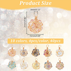 40Pcs 10 Color Glass Pendants&nbsp;PALLOY-AB00197