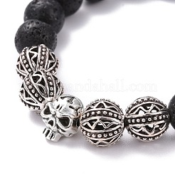 Natural Lava Rock Round Beads Essential Oil Anxiety Aromatherapy Stretch Bracelet for Girl Women Gift&nbsp;BJEW-JB07055