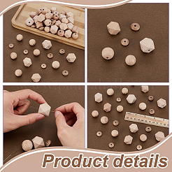 90Pcs 6 Styles Unfinished Wood European Beads&nbsp;WOOD-GA0001-85