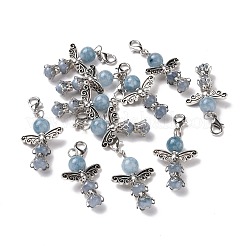 Natural Round Aquamarine Pendant Decorations&nbsp;HJEW-JM00200-04