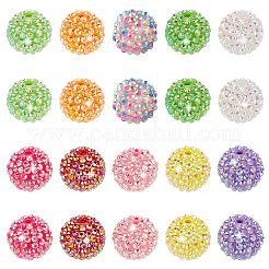 20Pcs 10 Colors AB Color Plated Acrylic Rhinestone Beads&nbsp;OACR-PH0004-01