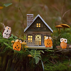 16Pcs 8 Styles Resin Owl Figurines&nbsp;DJEW-DR0001-09