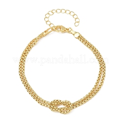 Brass Box Chain Knot 2-Strand Bracelets for Women&nbsp;KK-CBA68DA-17B-G