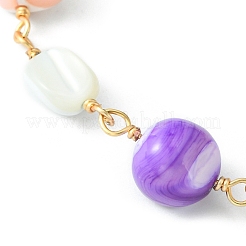 Natural Shell Nugget Beaded Chains Kids Bracelets&nbsp;BJEW-JB09462-01