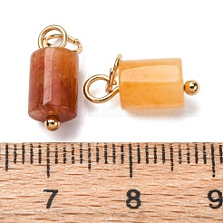 Natural Red Aventurine Column Charms with 304 Stainless Steel Jump Rings&nbsp;G-Q032-01E