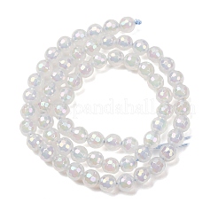 Electroplated Natural Agate Beads Strands&nbsp;G-B191-A07-6mm-01