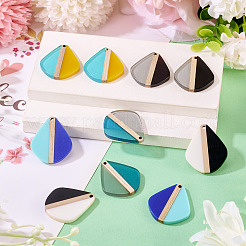 10Pcs 5 Colors Transparent & Opaque Resin & Wood Pendants&nbsp;RESI-TA0004-64