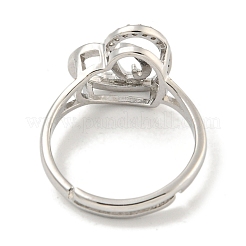 Heart with Letter Rack Plating Brass Micro Pave Cubic Zirconia Adjustable Rings for Women&nbsp;RJEW-I105-06P-Q