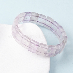 Rectangle Natural Amethyst Beads Stretch Bracelets for Women Men&nbsp;BJEW-Z149-01D