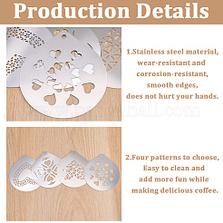 4Pcs 4 Styles 304 Stainless Steel Coffee Latte Mold&nbsp;AJEW-GF0012-40B