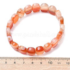 Dyed & Heated Natural Banded Agate Faceted Beaded Stretch Bracelets for Women&nbsp;BJEW-K251-07I