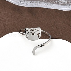 304 Stainless Steel Cuff Rings for Women&nbsp;RJEW-F195-02P