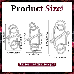 6Pcs 3 Styles 925 Sterling Silver S Shape Clasps&nbsp;STER-ME0001-37