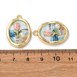 Printed Alloy Enamel Pendants&nbsp;LS-ENAM-B028-36KCG-01