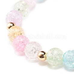 Candy Color Round Beaded Stretch Bracelet with Heart Cherry Charm for Women&nbsp;BJEW-JB07636-01