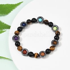 Natural & Synthetic Mixed Gemstone Beaded Stretch Bracelets for Women Men&nbsp;BJEW-Q031-01A