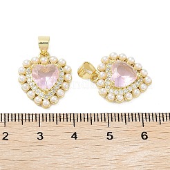 Rack Plating Heart Brass Micro Pave Cubic Zirconia Pendants&nbsp;KK-E102-29G