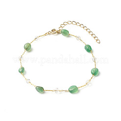 Natural Green Agate Beads Anklets Set for Girl Women&nbsp;AJEW-AN00450-04