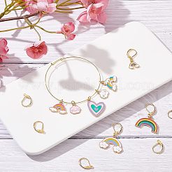 8Pcs 8 Style Rainbow & Cloud & Heart Enamel Dangle Leverback Earrings for Women&nbsp;HJEW-NB0001-35