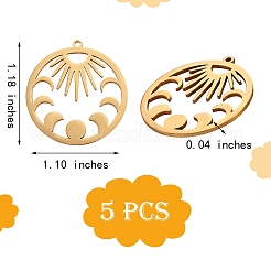 5Pcs Ion Plating(IP) 201 Stainless Steel Pendants&nbsp;STAS-SZ0002-07G