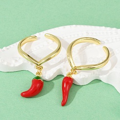 Brass Enamel Open Cuff Rings for Women&nbsp;RJEW-U057-04G