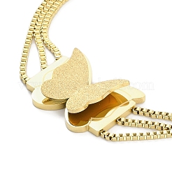 304 Stainless Steel 3-Strand Box Chain Butterfly Link Bracelets for Women&nbsp;BJEW-C071-01G