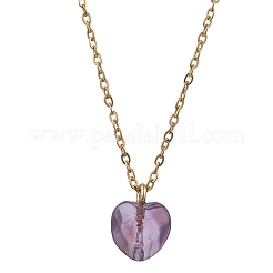 Cherry Quartz Glass & Natural Red Rainbow Jasper & Green Aventurine & Amethyst & Rose Quartz Heart Pendant 304 Stainless Steel Cable Chain Necklaces for Women&nbsp;NJEW-JN05796