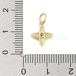 Cross Charms Rack Plating Brass Cubic Zirconia&nbsp;KK-M293-20G-01