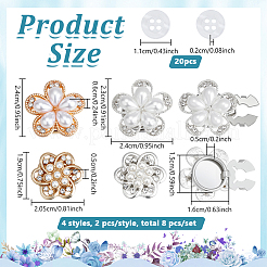 8Pcs 4 Styles Alloy Cufflinks&nbsp;HJEW-NB00333