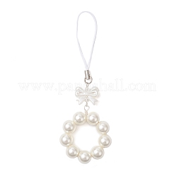 Round Shell Pearl & Bowknot ABS Imitation Pearl Pendant Decoratins&nbsp;X1-HJEW-TA00363