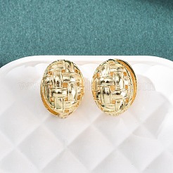 Woven Oval Brass Hoop Earrings&nbsp;EJEW-H178-12G