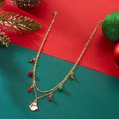 Christmas Alloy Enamel & Rhinestone & Glass Pendant Bib Necklaces&nbsp;FS-WGCF3BB-04
