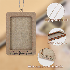 Rectangle with Word I Love You Dad Wood Hanging Photo Frame&nbsp;HJEW-SP0001-19A