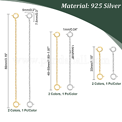 6Pcs 6 Style 925 Sterling Silver Cable Chain Extender&nbsp;FIND-PH0017-98