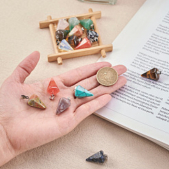 20Pcs 10 Styles Natural & Synthetic Mixed Gemstone Pendants&nbsp;G-FW0001-36