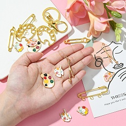 DIY Painting Theme Alloy Keychain Brooch Pin Making Kits&nbsp;DIY-YW0008-71