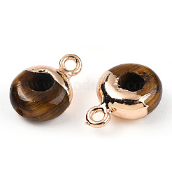 Natural Tiger Eye Flat Round/Donut Charms&nbsp;G-I347-07